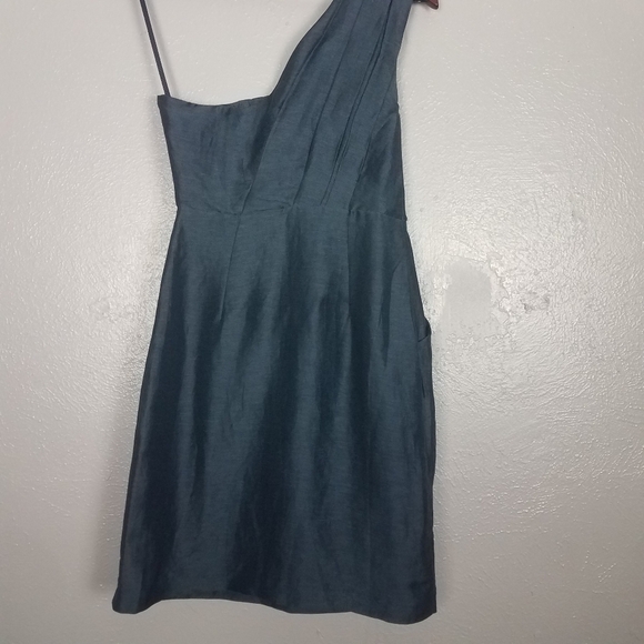 CAnthropologie Va Et Vien Blue One Shoulder Silk Dress Size 0 - Picture 4 of 8